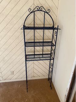 Navy Blue Wrought Iron Over-the-Toilet Bathroom Storage Shelf / Space Saver – 3 Tier