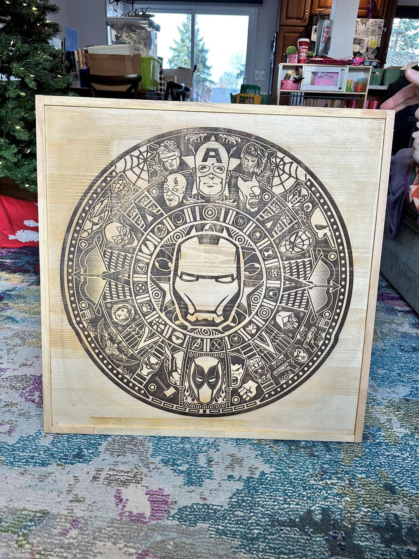 Laser Etched Wood Marvel Avengers Inspired Art