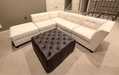 Modular Sectional w/ Leather Ottoman