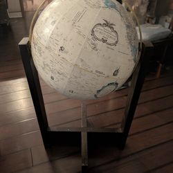 Vintage Replogle 16 Inch World Globe on Wood Stand - Made In USA
