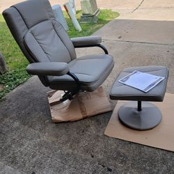 Generic Swivel  recliner, Manual  Pu Leather  Armchair With  Ottoman Footrest For Living Room, Office ,bedroom 