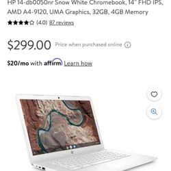 HP Chromebook 14, WHITE