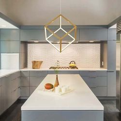 2666: Brand New Gold Cubic LED Light Pendant Lamp Chandelier Lighting Fixture 12" Wide 12" Deep 12" High, Warm White 3000K