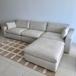 NEW Beige Linen Cloud Couch Sectional