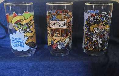 Vintage Muppets 1981 McDonald's The Great Muppet Caper Glasses Set of 3