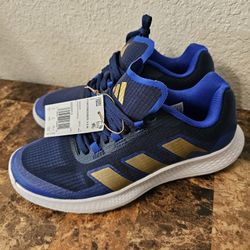 New Adidas HQ3513 Forcebounce 2.0 Volleyball Shoes Navy/Gold Men's Size 6.5/Women's 7.5
