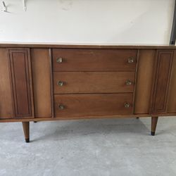 Midcentury Modern Walnut Sideboard Buffet By Stanley