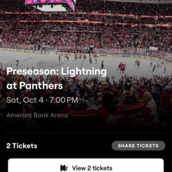 Florida Panthers Preseason Vs Tampa Oct 4 