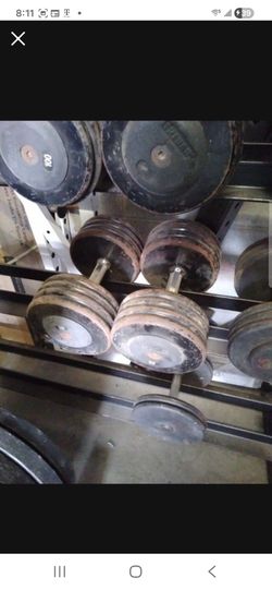 Pair Of 85-pound Pro-style Dumbbells W Hex Handles 170lbs Total Weights