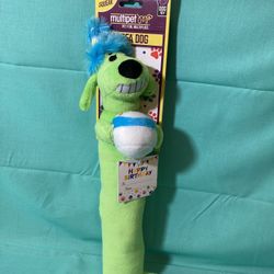 New Multipet Loofa Birthday Squeaky Plush Dog Toy,  12-inch 