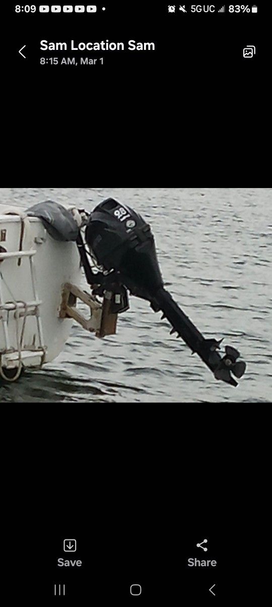 Tohatsu 9.8 Hp.  Long Shaft Outboard Motor