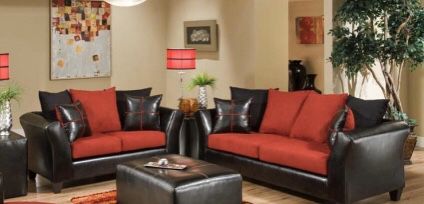 Red nice couch and loveseat