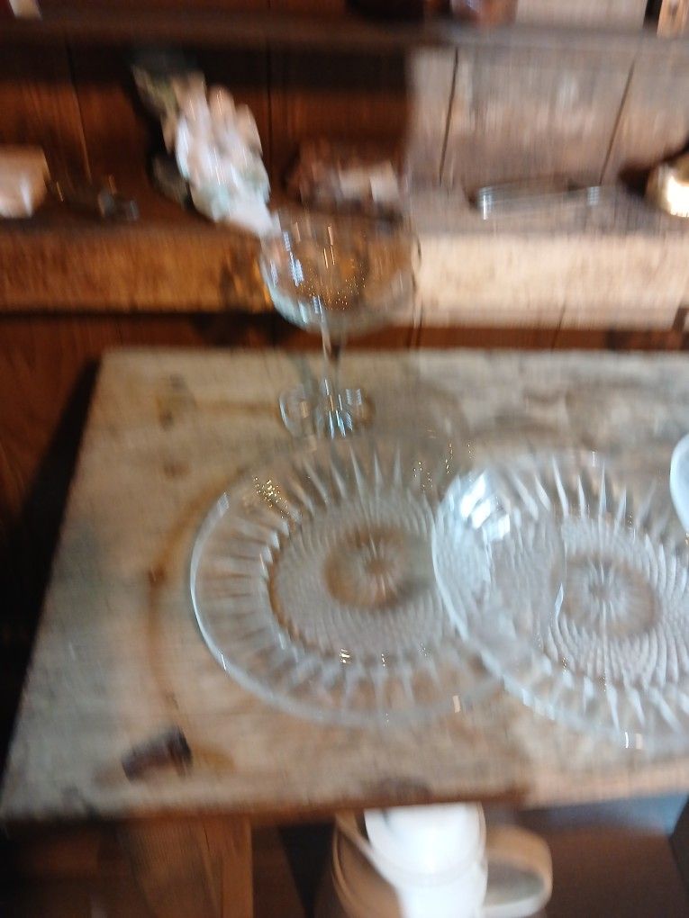 $30Vintage Cocktail Glass Lounge Limerick Cut Glass piece Set Really Unique Style and Textured