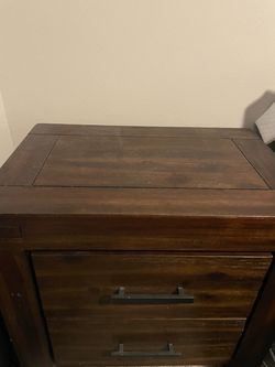 Dark Wood Dresser with Metal Handles