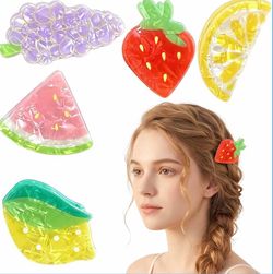 5 PCS Fruit Hair Claw Clips Acrylic Hair Clips for Women Girls
