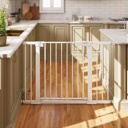 Cumbor 29.7-46" Baby Gate for Stairs, Mom's Choice Awards Winner-Auto Close Dog Gate for the House, Easy Install Pressure Mounted Pet Gates for Doorwa