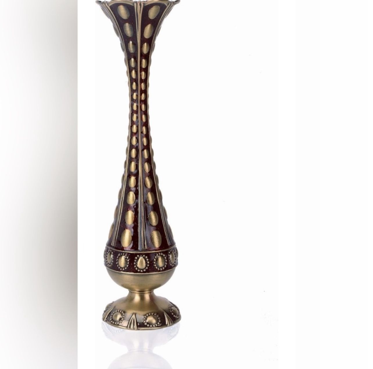 Small Metal Alloy Flower Vase Holder Bud Vase for Tabletop Decoration Home Living Room Office Window Centerpiece or Wedding Party(Dark Red-Bronze Bead