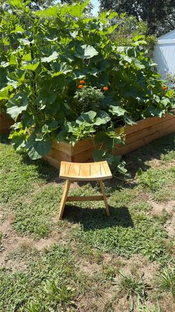 Natural Wood Slatted Stool