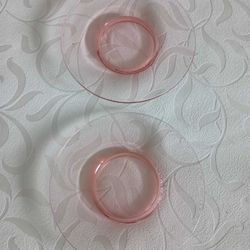 Vintage Pink Blown Glass Plates