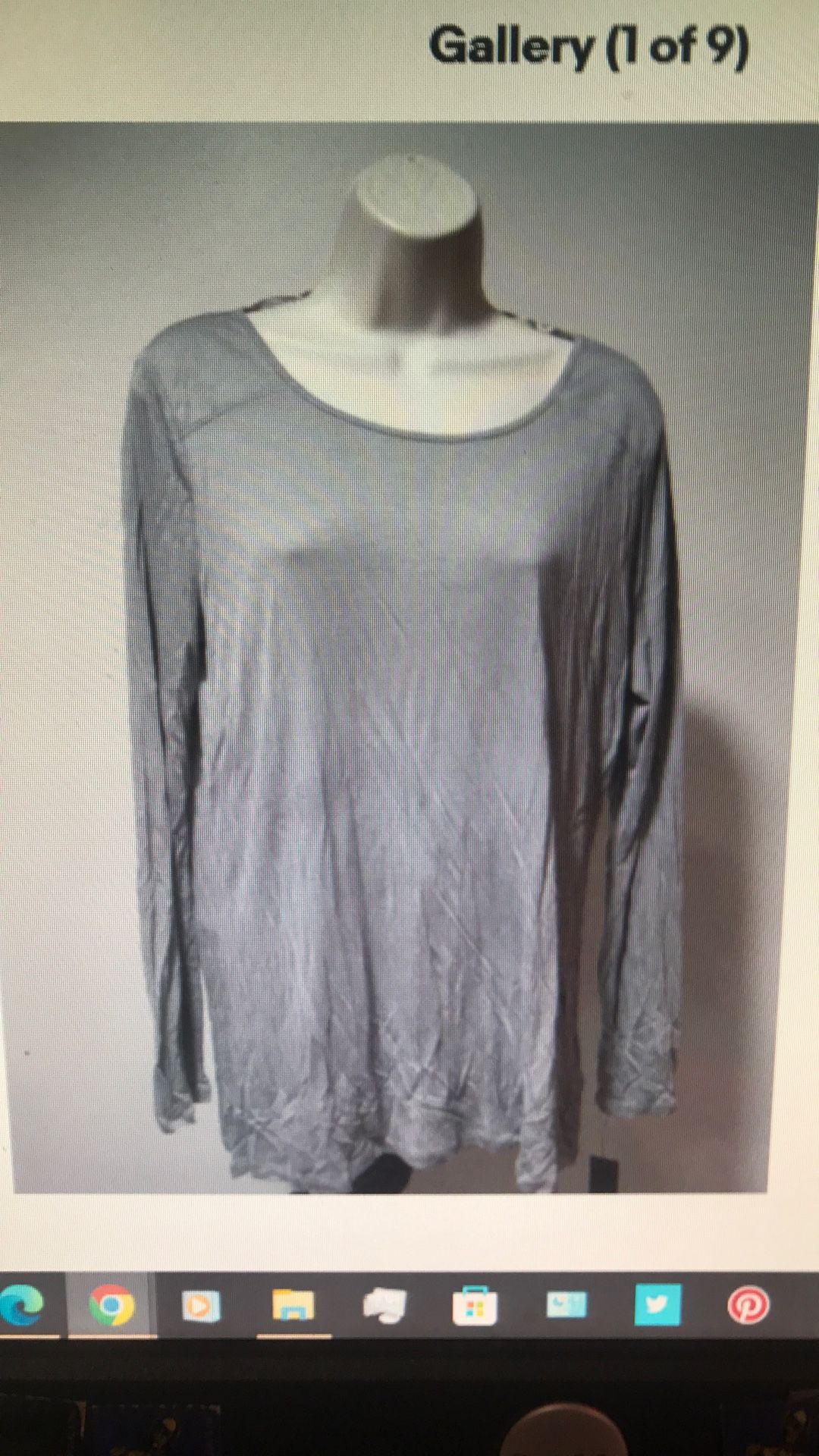 Apt 9 Womens Large Frost Grey High Low Hem Round Neck Tunic Long Sleeve Shirt