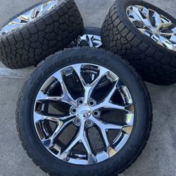 22” Factory Silverado Tahoe Suburban Wheels Rims Tires Rines Toyo All Terrain Tires Snowflake OEM