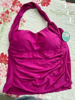 Catalina Plus Size 3X Purple Halter Tankini bathing suit Top Adjustable Strap