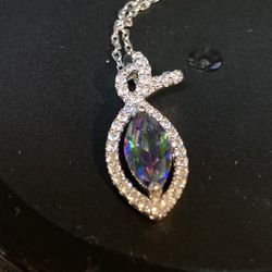 Sterling Silver New Mystic Topaz Pendant & Chain