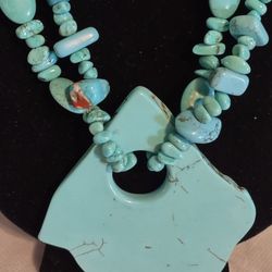 Large Faux Turquoise Dillards Necklace 