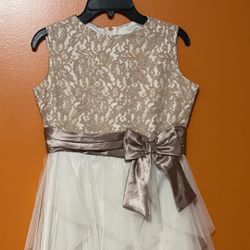 Girls Lace Dress With Cascade Mesh Skirt