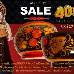 A vintage Russian Cone Doll Handmade + Two Wood Bowl /NEW/.