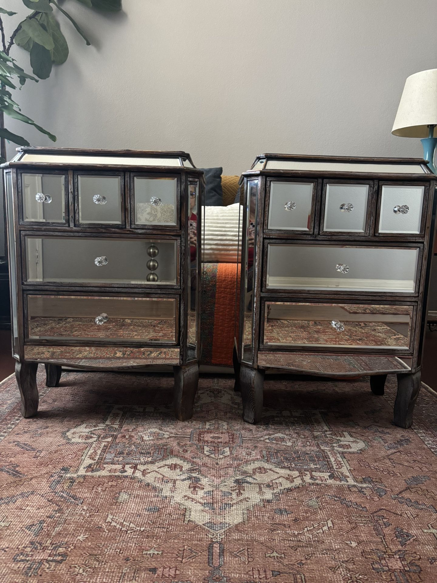 Mirrored Glass Night Stands