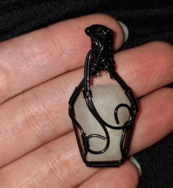 Quartz coffin handwrapped pendant