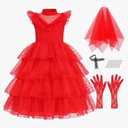 IBQ Kids Red Wedding Dress Girls Halloween Costuems 