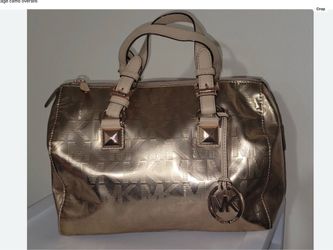 Michael Kors  large Gold  Metallic Grayson Leather Satchel Handbag