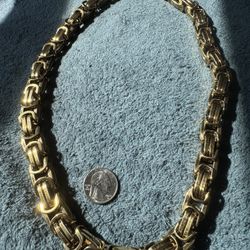 HUGE ! 450gr Byzantine Gold Plated Surgical Steel Necklace Chain / Necklace