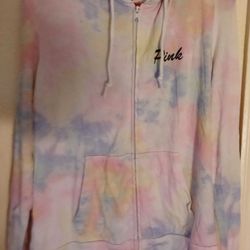 Ladies Large Pink Victoria Secret Pastel Hoody Sweater Jacket With Pockets 