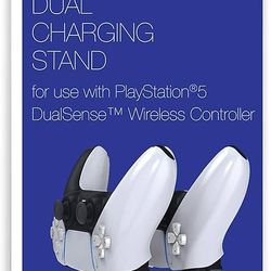 PS5 Dual Controller Charging Station for use with PlayStation 5 DualSense Wireless Controllers - Charging Dock LED Indicators Over-Charge Protection 6