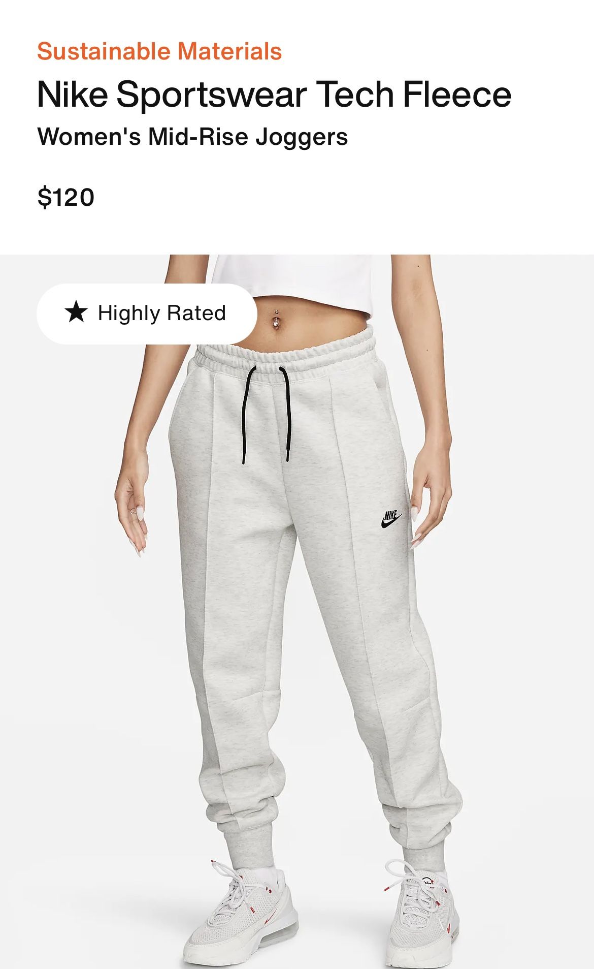 Nike Small Sportswear Tech Fleece Women's Mid-Rise Joggers and Nike One Small Women's Dri-FIT High-Waisted 3" Brief-Lined Shorts