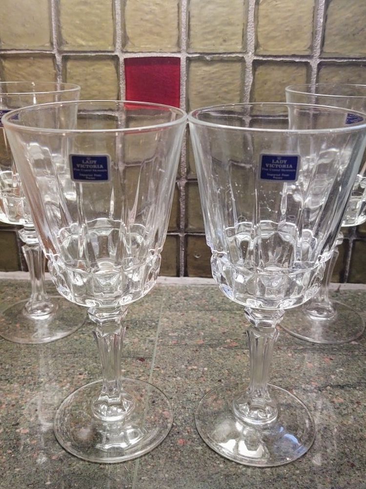 Vintage Crystal Water Goblets (Two Sets Of Four Available)