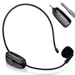 Xiaokoa Wireless Microphone Headset, XIAOKOA 2.4G Wireless Mic, 50m Stable Wireless Transmission, Headset And Handheld 2 In 1, For Voice Amplifier, Ca