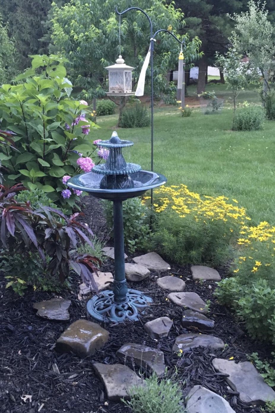 3 Tier Bird Bath Fountain Pedestal Water Pump Antique Finish Backyard Garden Decor
