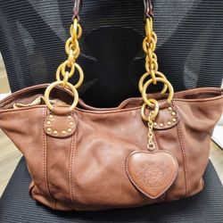 Brown Juicy Couture Boho Shoulder Bag With Gold Hardware (Genuine Leather)