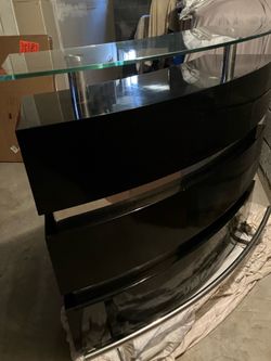 Glass Top Half Moon Bar