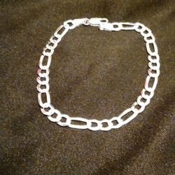 925 Italy Silver Figaro Bracelet (#226)