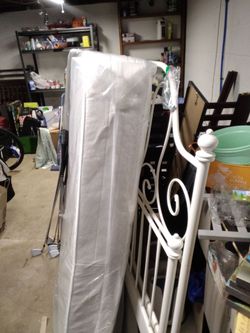 Twin beds etc head board box spring and mattress pad