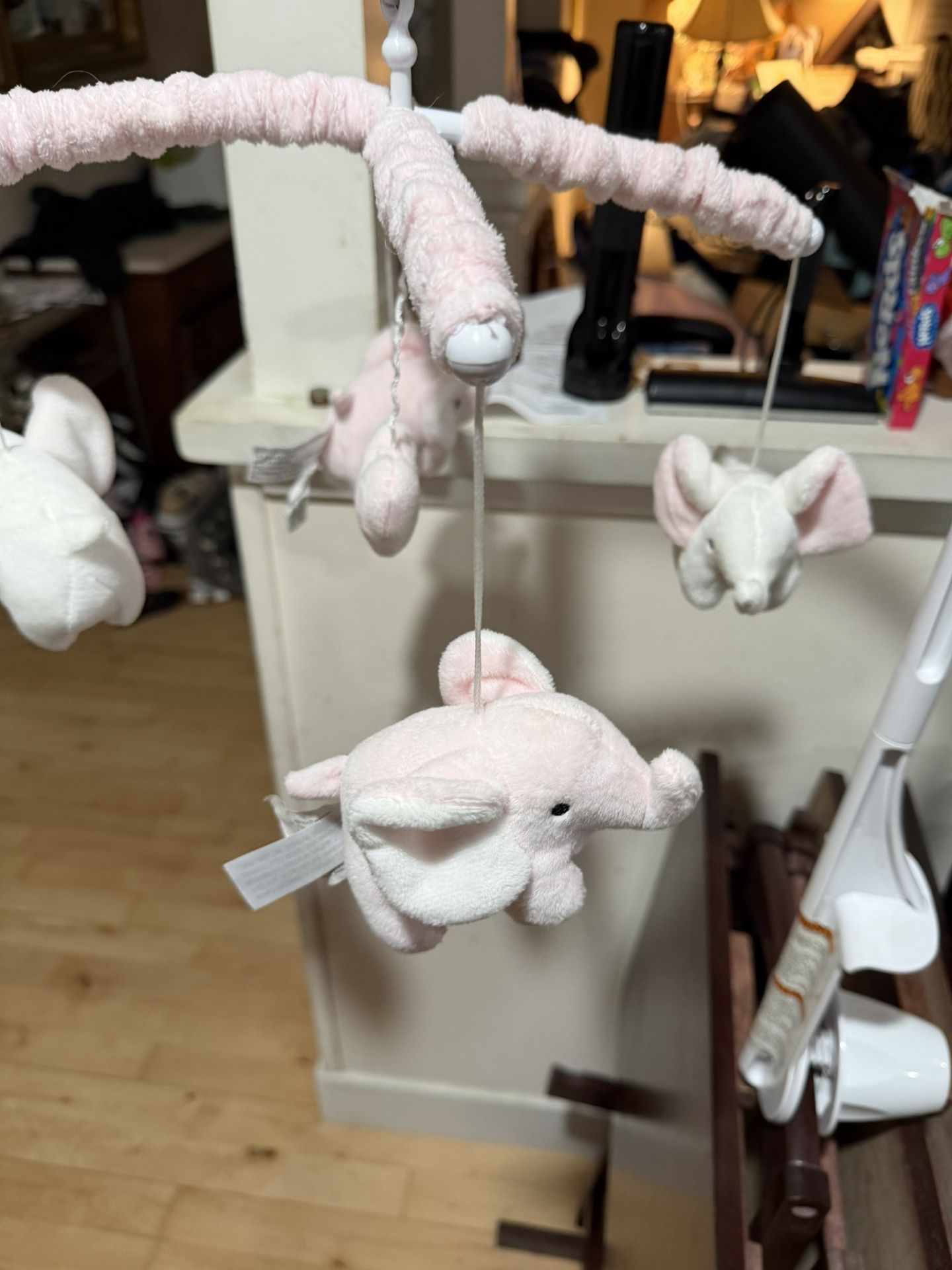 Pink Elephant Baby Musical Crib Mobile For Girls