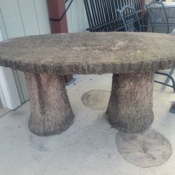 Concrete Slab Tree Trunk Table
