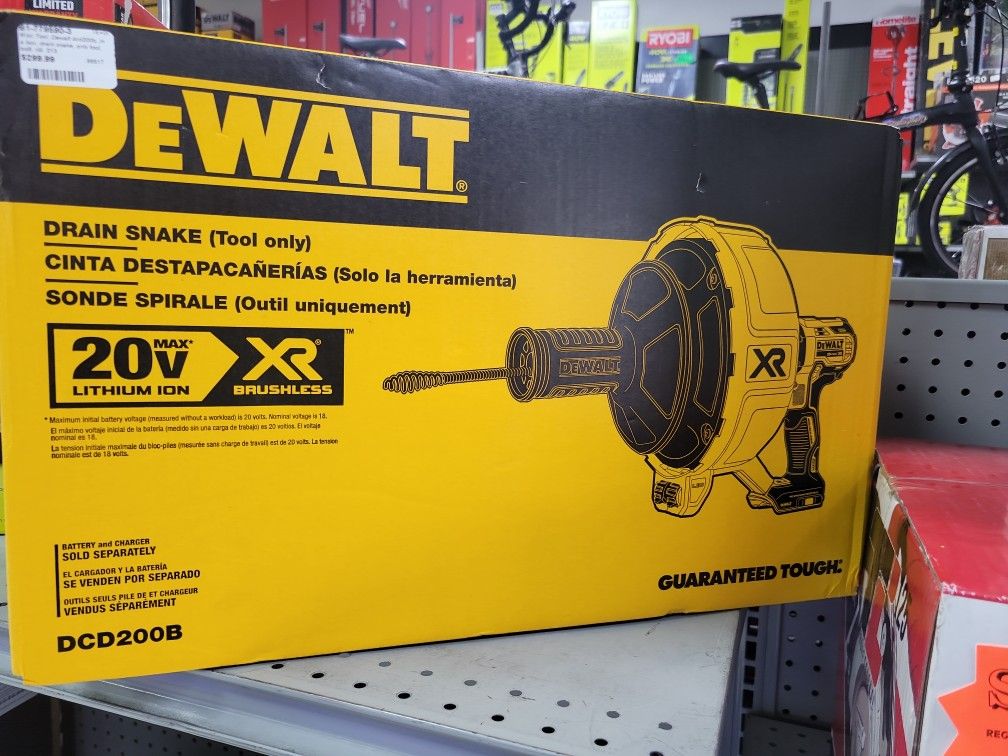 DeWalt DCD200B - 20V MAX* XR Brushless Drain Snake (Tool Only)