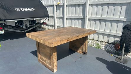 8-Foot Solid Wood Rustic Farmhouse Dining Table – Seats 8–10