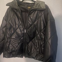 Leather Puff Jacket 